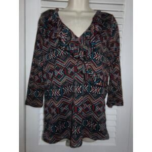 Vintage Chaps lined ruffle neck v neck blouse XL NWT $49